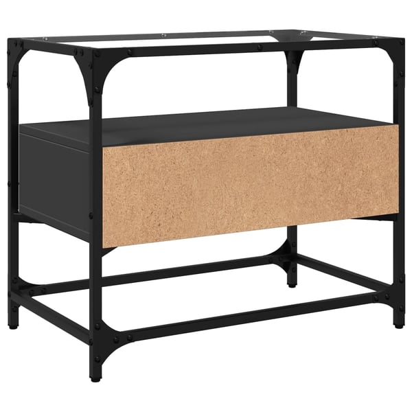 vidaXL TV-benk med glasstopp svart 60x35x51 cm konstruert tre