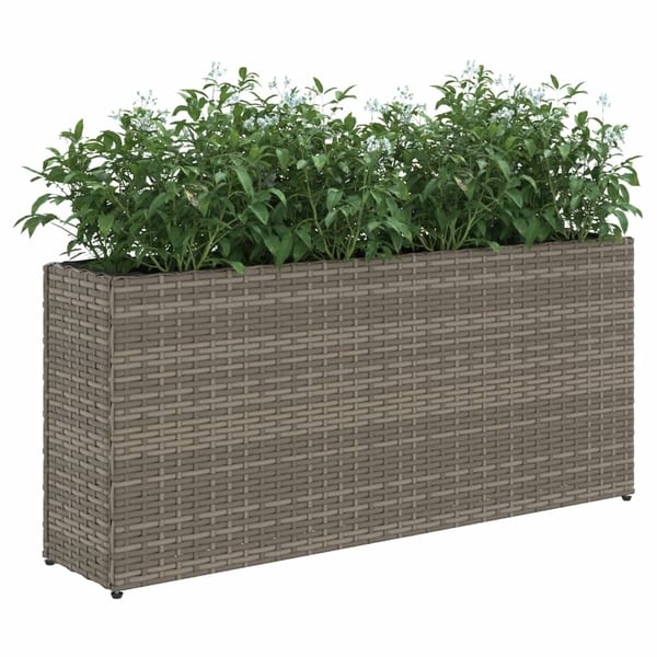 vidaXL Ulkokukkalaatikko 2 ruukulla harmaa 90x20x40 cm polyrottinki