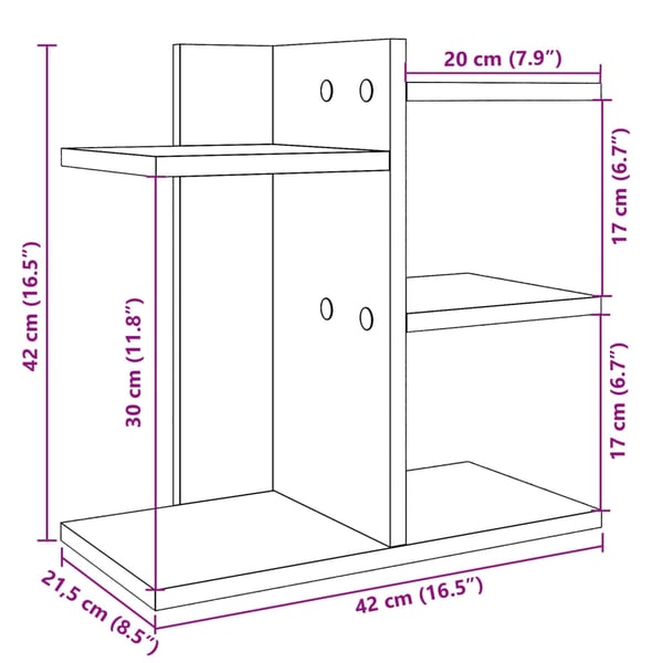 vidaXL Hylle til skrivebord grå sonoma 42x21,5x42 cm konstruert tre