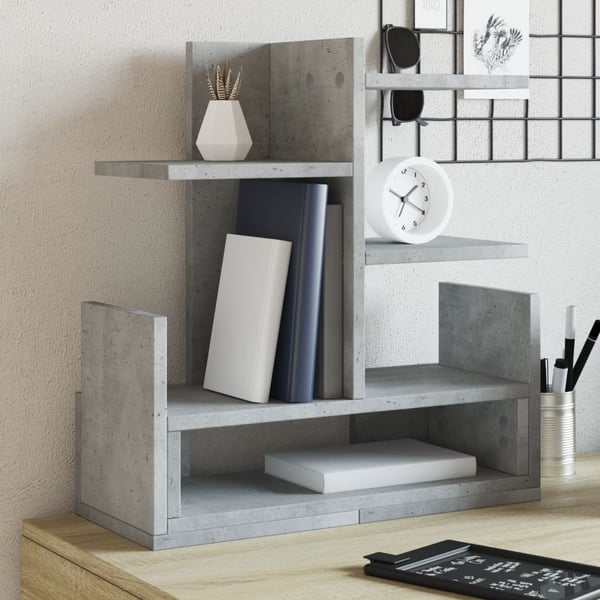 vidaXL Hylle til skrivebord betonggrå 49x20x52,5 cm konstruert tre