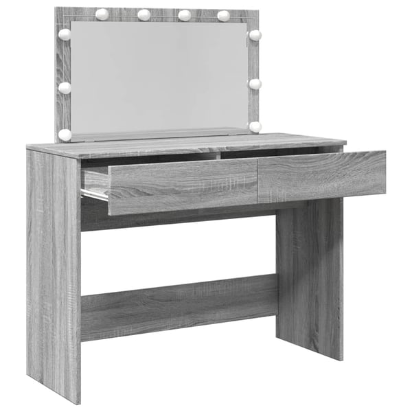 vidaXL makeupbord med LED-lys 100x40x120 cm grå sonoma-eg