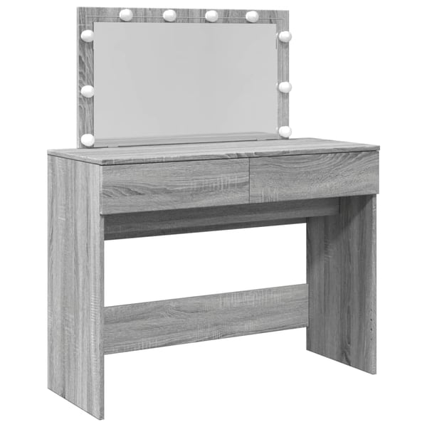 vidaXL makeupbord med LED-lys 100x40x120 cm grå sonoma-eg
