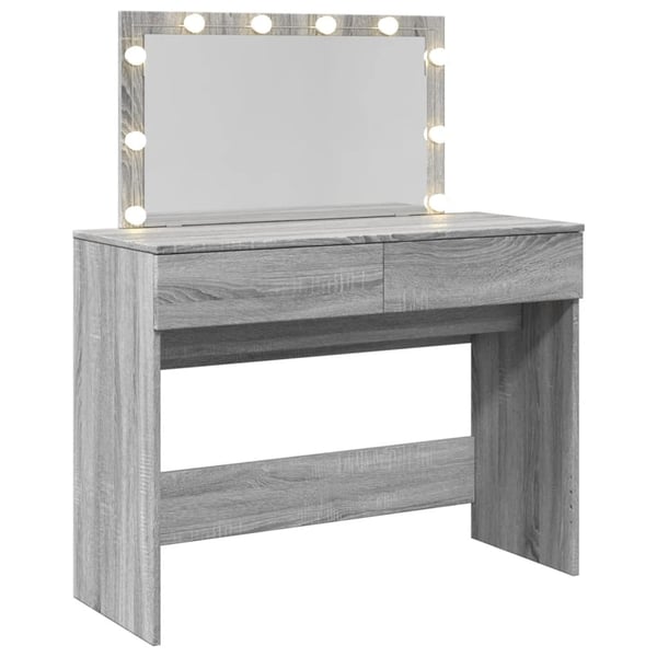 vidaXL makeupbord med LED-lys 100x40x120 cm grå sonoma-eg