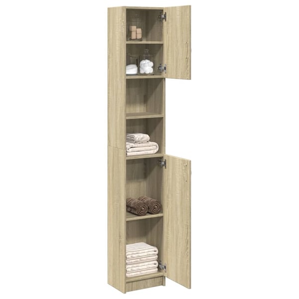 vidaXL badeværelsesskab 32x25,5x190 cm konstrueret træ sonoma-eg