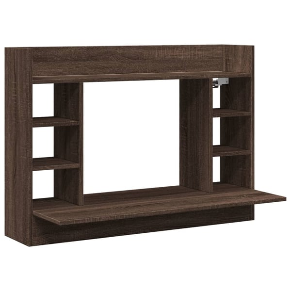 vidaXL Veggmontert skrivebord brun eik 105x48x75 cm konstruert tre