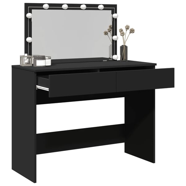 vidaXL Sminkebord med LED svart 100x40x120 cm