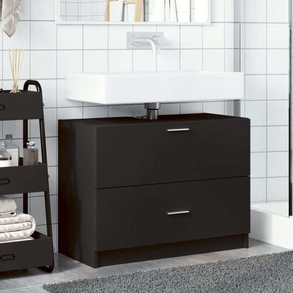 vidaXL underskab til håndvask 78x37x59 cm konstrueret træ sort