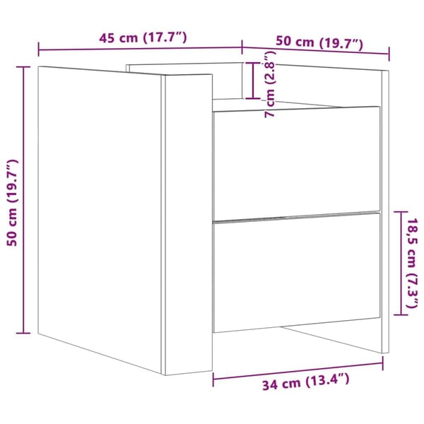 vidaXL Nattbord betonggrå 45x50x50 cm konstruert tre