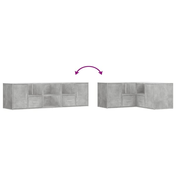 vidaXL Hjørneskap betonggrå 160x40x45 cm sponplate