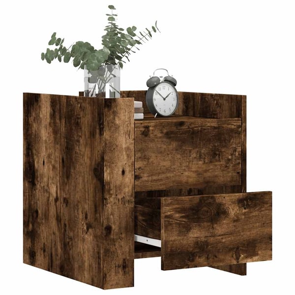 vidaXL Nattbord røkt eik 45x50x50 cm konstruert tre
