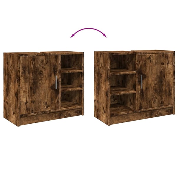 vidaXL Servantskap røkt eik 63x29x55 cm konstruert tre