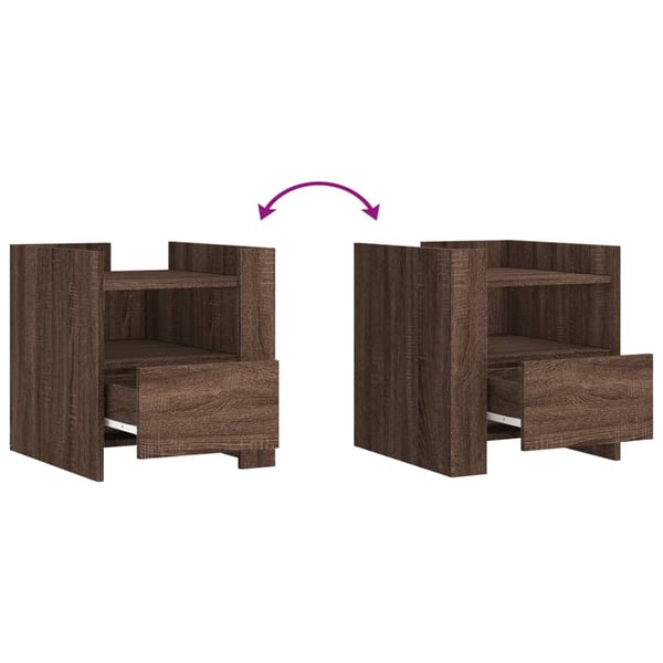 vidaXL Nattbord brun eik 45x50x50 cm konstruert tre