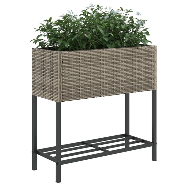 vidaXL Plantekasser med hylle 2 stk grå 70x28x70 cm polyrotting