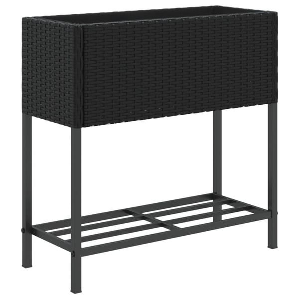 vidaXL Plantekasser med hylle 2 stk svart 70x28x70 cm polyrotting
