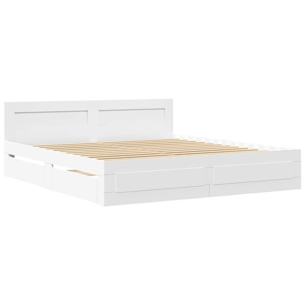 vidaXL Sengeramme med hodegavl hvit 200x200 cm konstruert tre