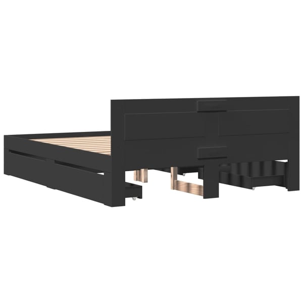 vidaXL sengeramme med sengegavl 160x200 cm konstrueret træ sort