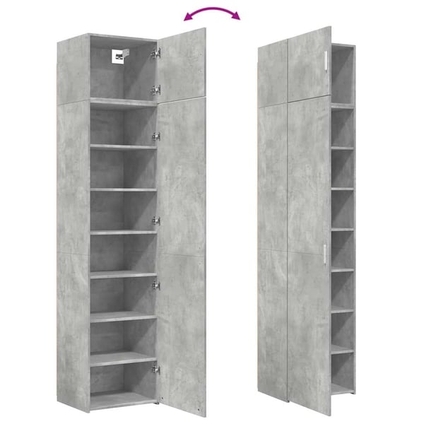 vidaXL Smalt oppbevaringsskap betonggrå 50x42,5x225 cm konstruert tre