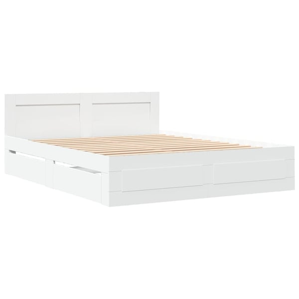 vidaXL Sengeramme med hodegavl hvit 160x200 cm konstruert tre