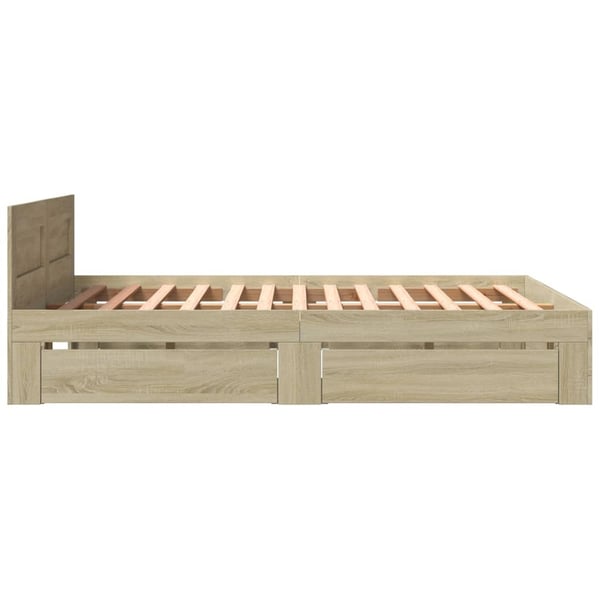 vidaXL Sengeramme med hodegavl sonoma eik 160x200 cm konstruert tre