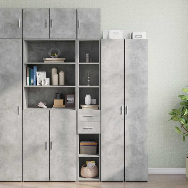 vidaXL Smalt oppbevaringsskap betong grå 30x42,5x225 cm konstruert tre