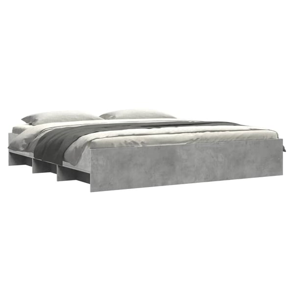 vidaXL Sengeramme betonggrå 200x200 cm konstruert tre