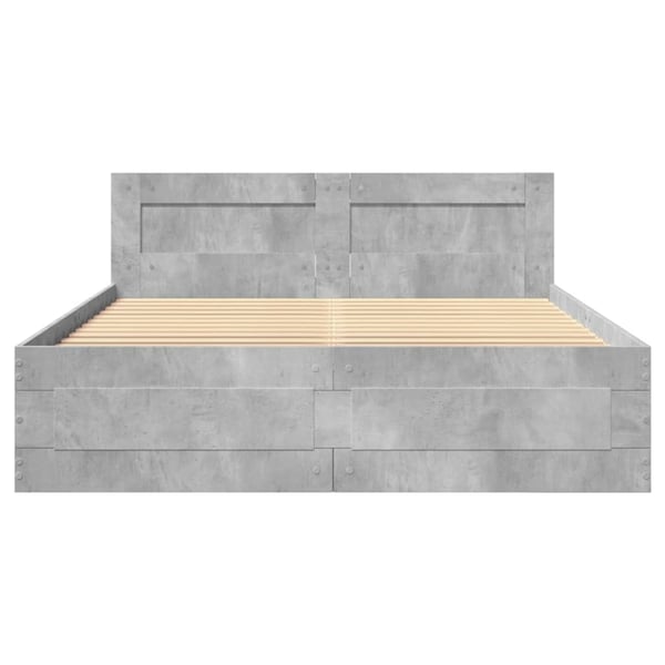 vidaXL Sengeramme med hodegavl betonggrå 140x200 cm konstruert tre