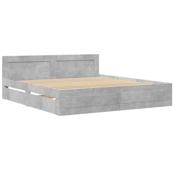 vidaXL Sengeramme med hodegavl betonggrå 180x200 cm konstruert tre