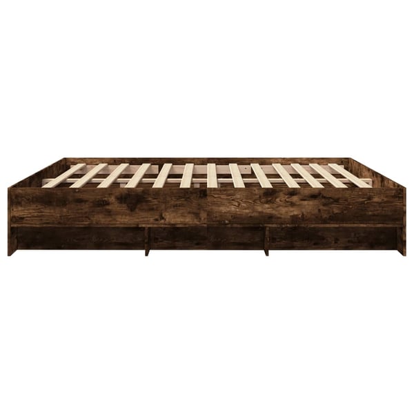 vidaXL Sengeramme uten madrass madrass røkt eik 200x200 cm