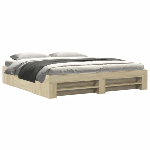 vidaXL Sängynrunko ilman patjaa Sonoma tammi 200x200 cm tekninen puu