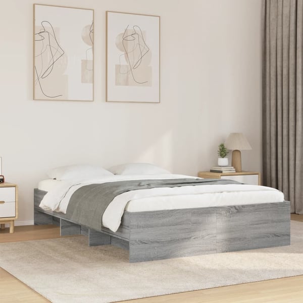 vidaXL Sengeramme grå sonoma 120x200 cm konstruert tre