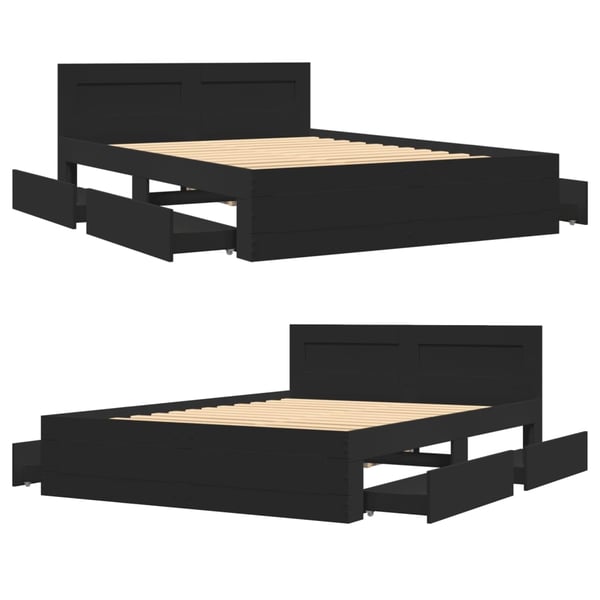 vidaXL Sengeramme med hodegavl svart 140x200 cm konstruert tre