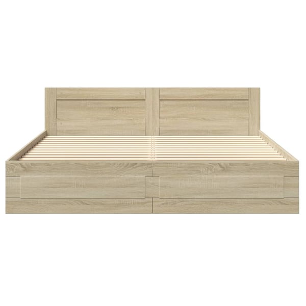 vidaXL Sengeramme med hodegavl sonoma eik 180x200 cm konstruert tre