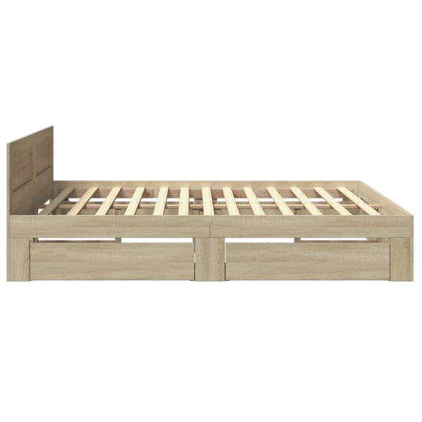 vidaXL Sengeramme med hodegavl sonoma eik 180x200 cm konstruert tre