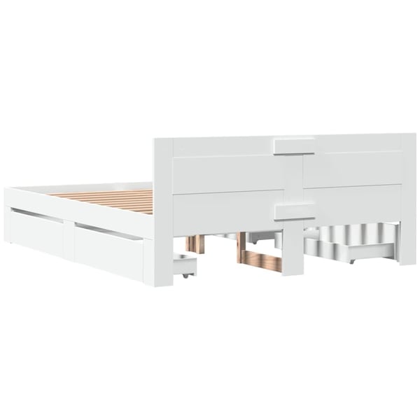 vidaXL Sengeramme med hodegavl hvit 150x200 cm konstruert tre