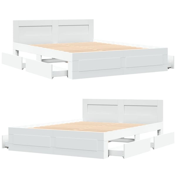 vidaXL Sengeramme med hodegavl hvit 150x200 cm konstruert tre