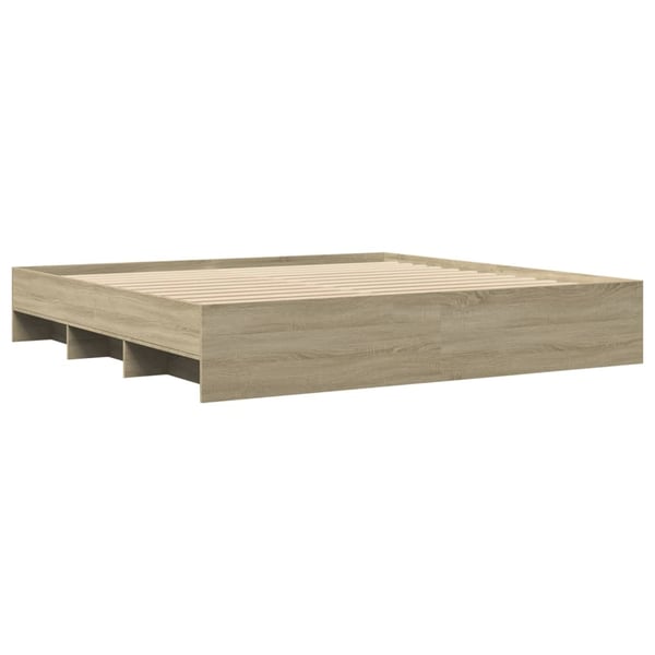 vidaXL Sengeramme uten madrass sonoma eik 200x200 cm konstruert tre