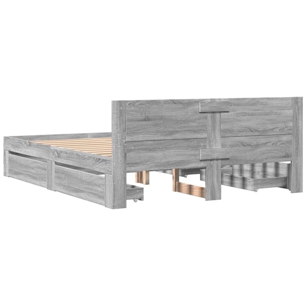 vidaXL Sengeramme med hodegavl grå sonoma 160x200 cm konstruert tre