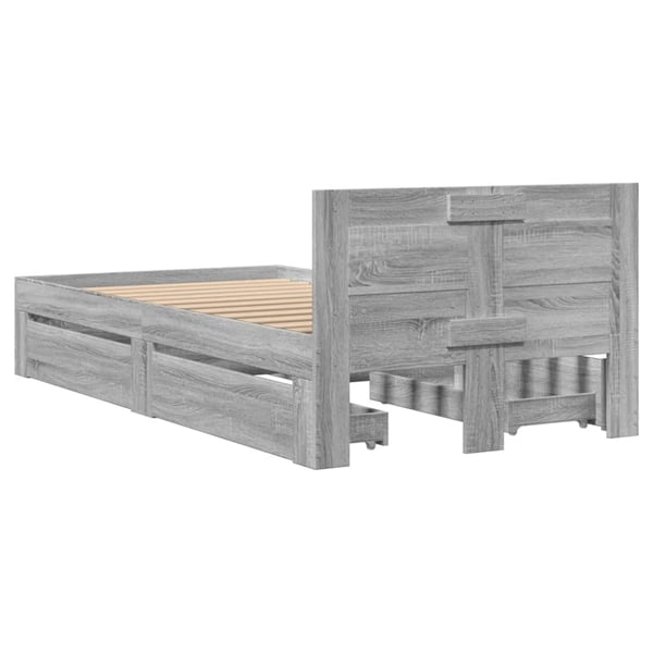 vidaXL Sengeramme med hodegavl grå sonoma 90x200 cm konstruert tre