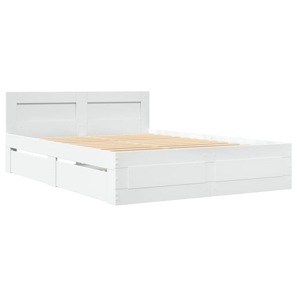 vidaXL Sengeramme med hodegavl hvit 140x200 cm konstruert tre