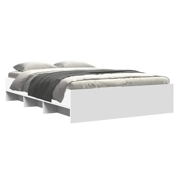 vidaXL Sängram vit 135x190 cm konstruerat trä