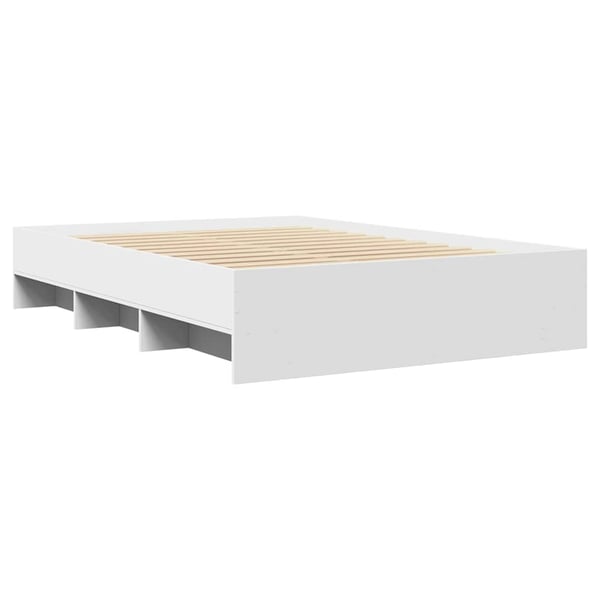 vidaXL Sängram vit 135x190 cm konstruerat trä