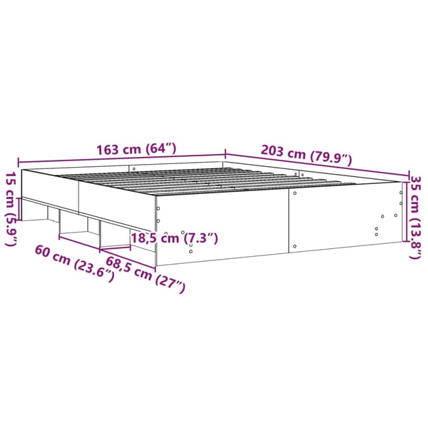 vidaXL Sengeramme uten madrass hvit 160x200 cm konstruert tre