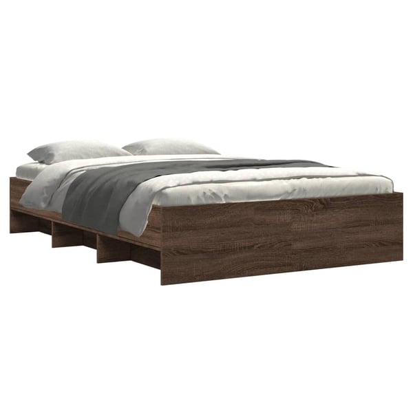 vidaXL sengestel 140x190 cm konstrueret træ brun egetræsfarve