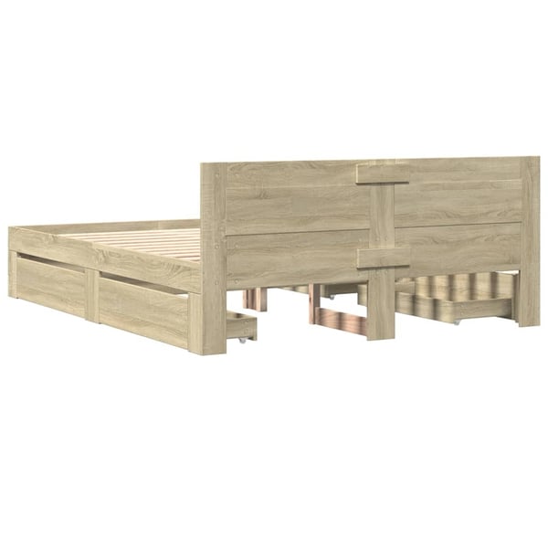 vidaXL Sengeramme med hodegavl sonoma eik 150x200 cm konstruert tre