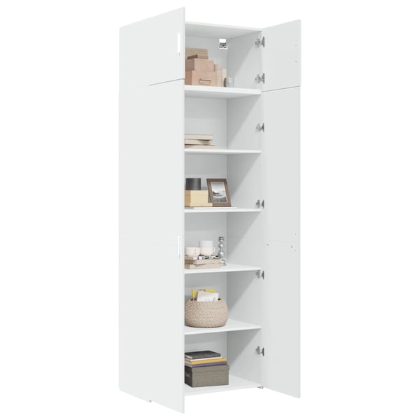 vidaXL Oppbevaringsskap hvit 80x42,5x225 cm konstruert tre