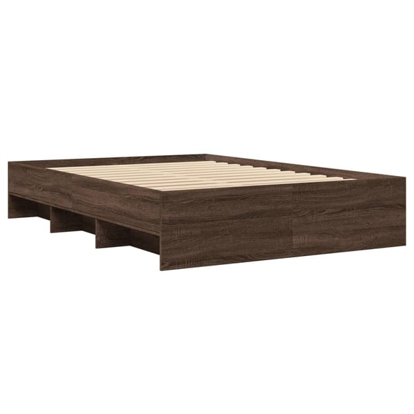 vidaXL Sengeramme brun eik 135x190 cm konstruert tre