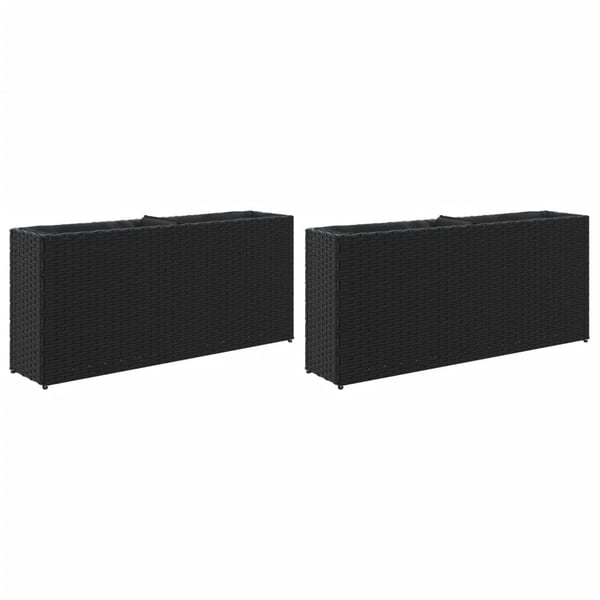 vidaXL Plantekasser med 2 potter 2 stk svart 90x20x40 cm polyrotting