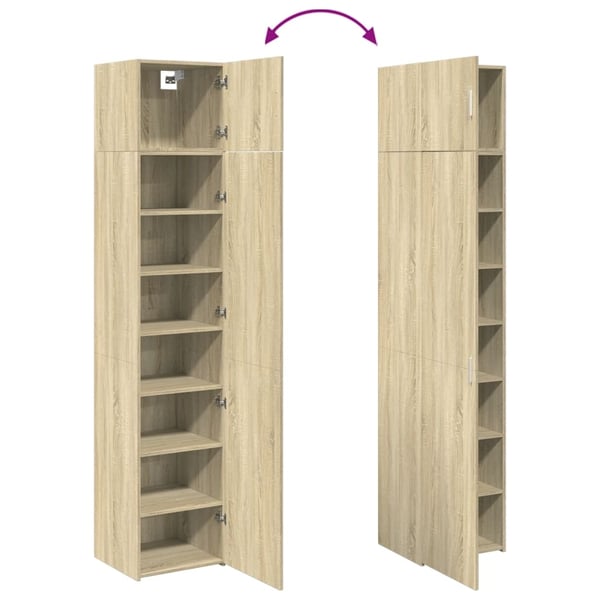 vidaXL Smalt oppbevaringsskap sonoma eik 45x42,5x225 cm konstruert tre
