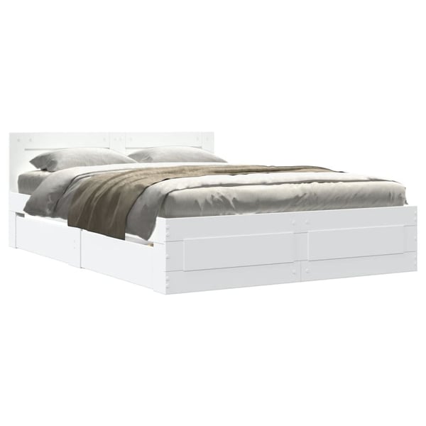 vidaXL Sengeramme med hodegavl hvit 140x190 cm konstruert tre
