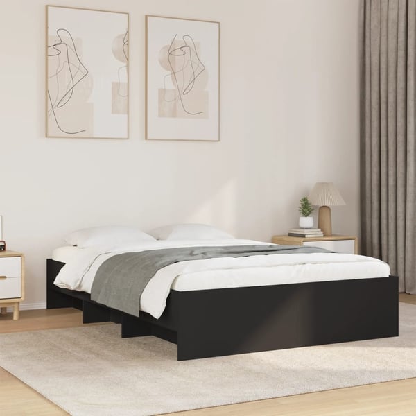 vidaXL sengestel 135x190 cm konstrueret træ sort